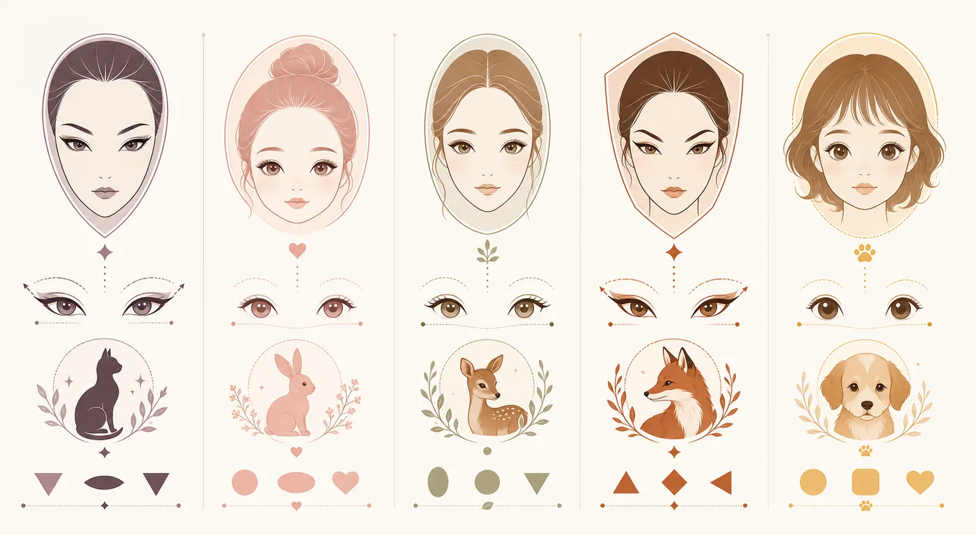 Editorial comparison graphic showing cat, bunny, deer, fox, and puppy animal pretty type signals
