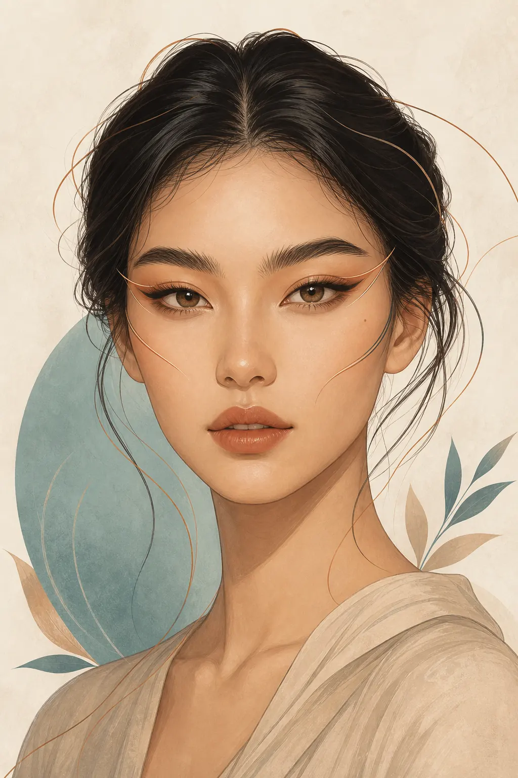 Editorial illustration of fox eye shape with lifted elongated outer eye corners